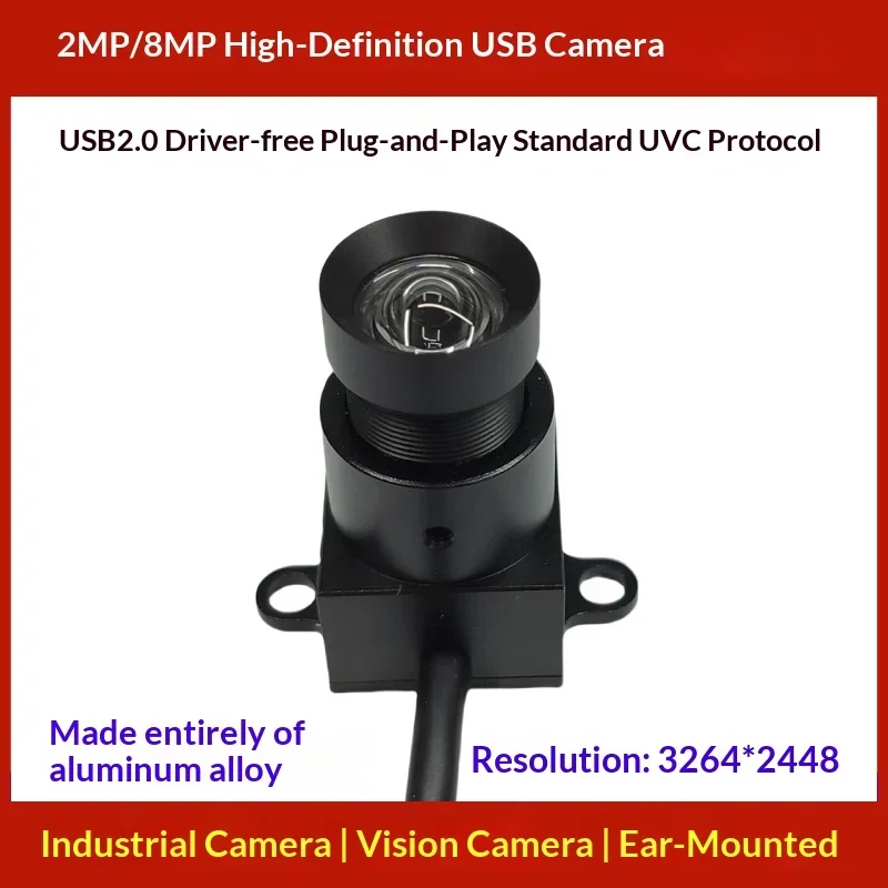 HD 1080P 4K Industrial Camera USB Webcam UVC Plug and Play With Bracket Mount Wide Angle No Distortion For Face Recognition