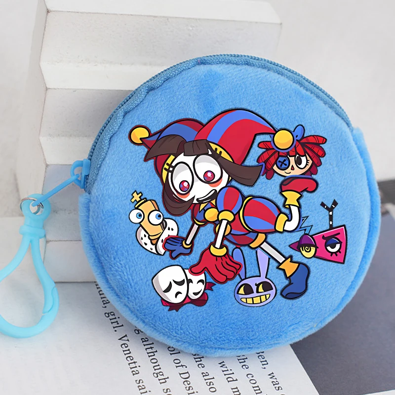 Porte-monnaie rond The Amazing Digital Circus, portefeuilles imprimés de dessins animés, mini pochette à monnaie portable pour garçons et filles, cadeau d'anniversaire pour enfant