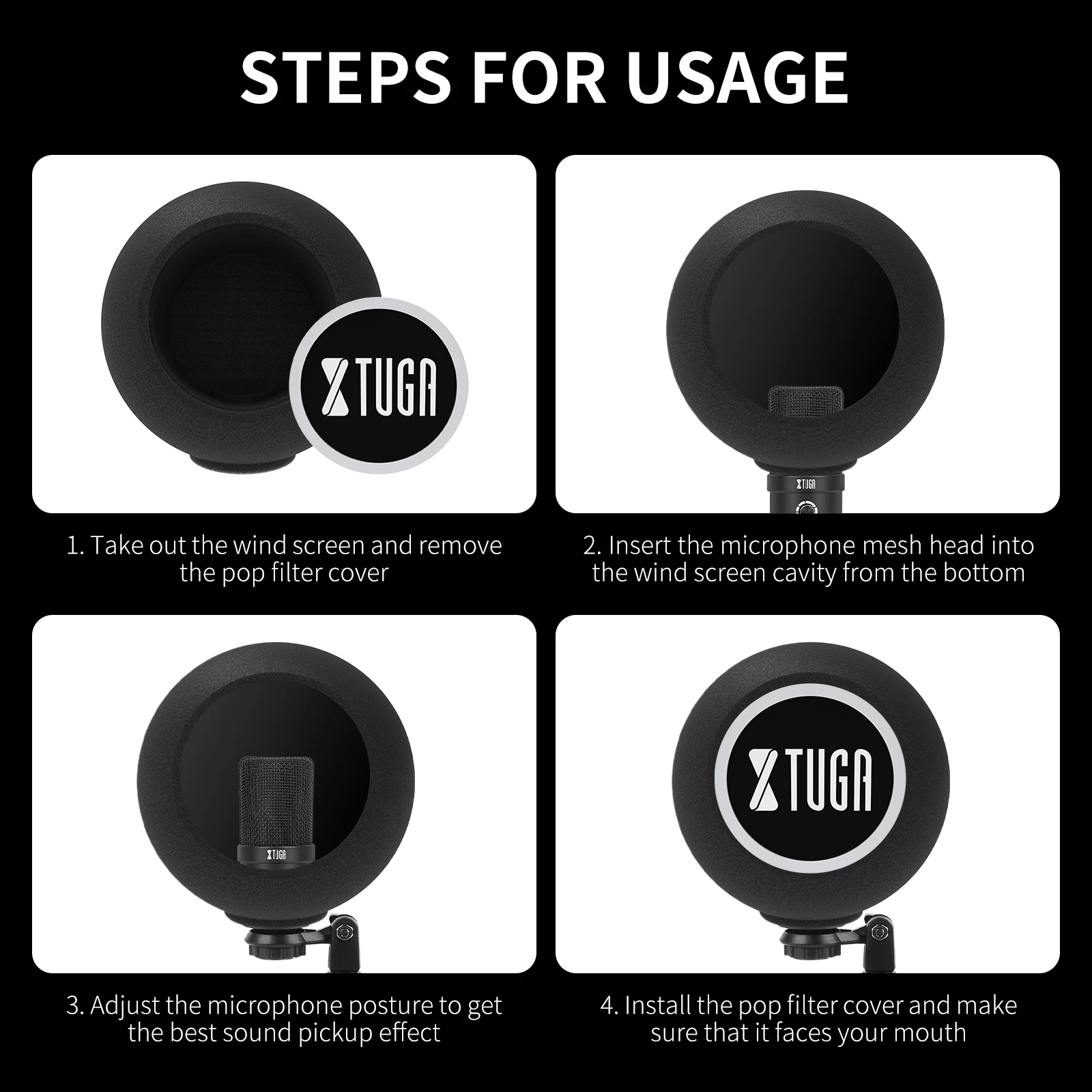 Dieci articoli TLF Xtuga CV-101 Studios Pop Filter Foam Metallo Microfono acustico Parabrezza per cancellazione del rumore per la registrazione e Si