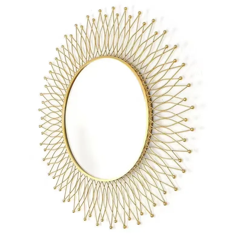 120cm Novel Design Modern Large Decorative Wall Mirrors Metal Art Indoor Decor Gold Metal Frame Big Wall Mirrors Living Room