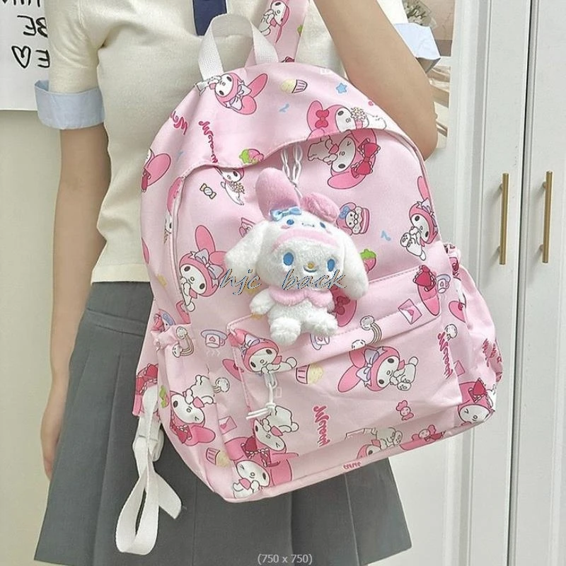 Lovely Kuromi Melody Ladies Large Capacity Backpack Girls Backpack Casual Waterproof Nylon Backpack Fashion Travel Bag School