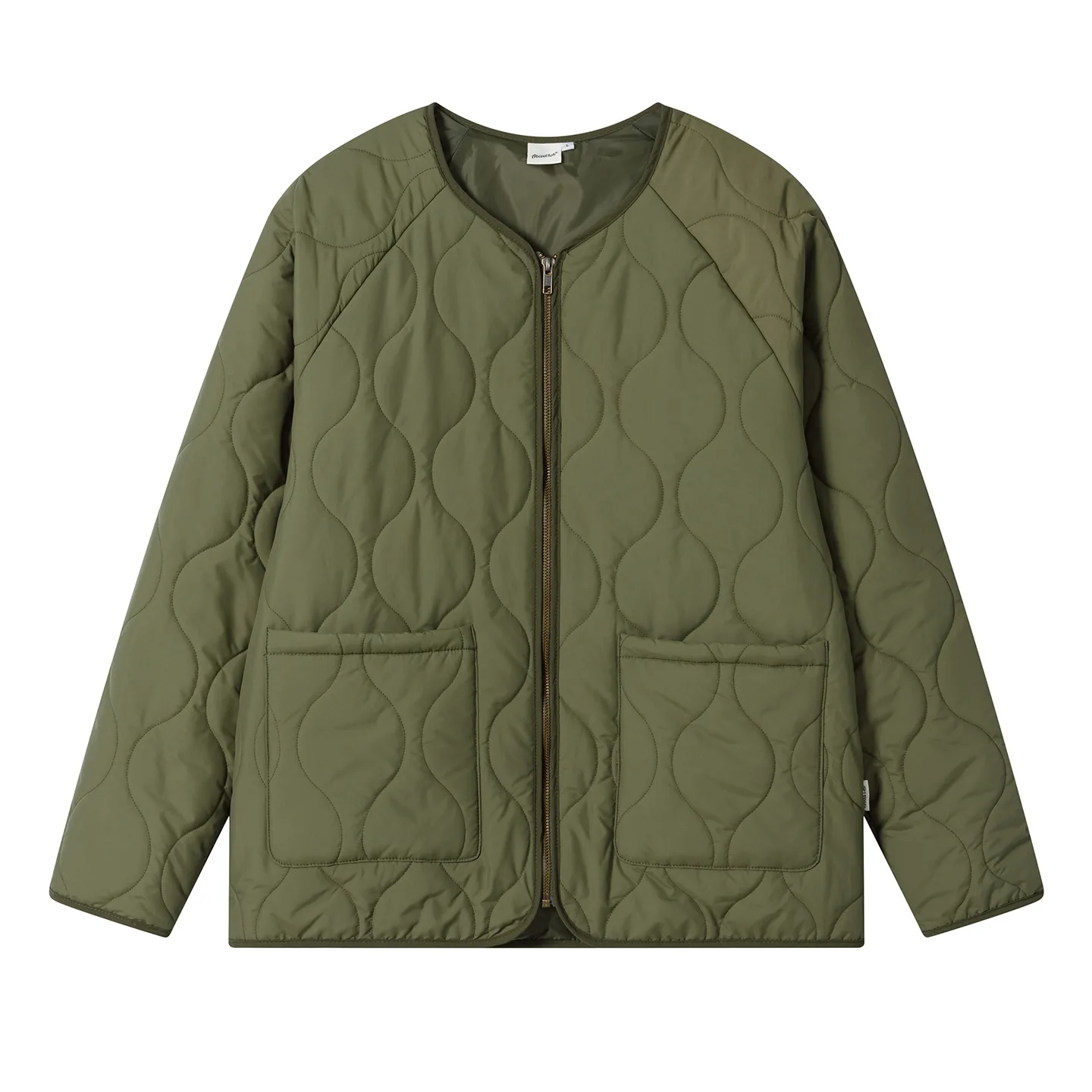 Japanese-style collarless quilted cotton-padded jacket, casual and warm for autumn and winter with a padded inner lining.
