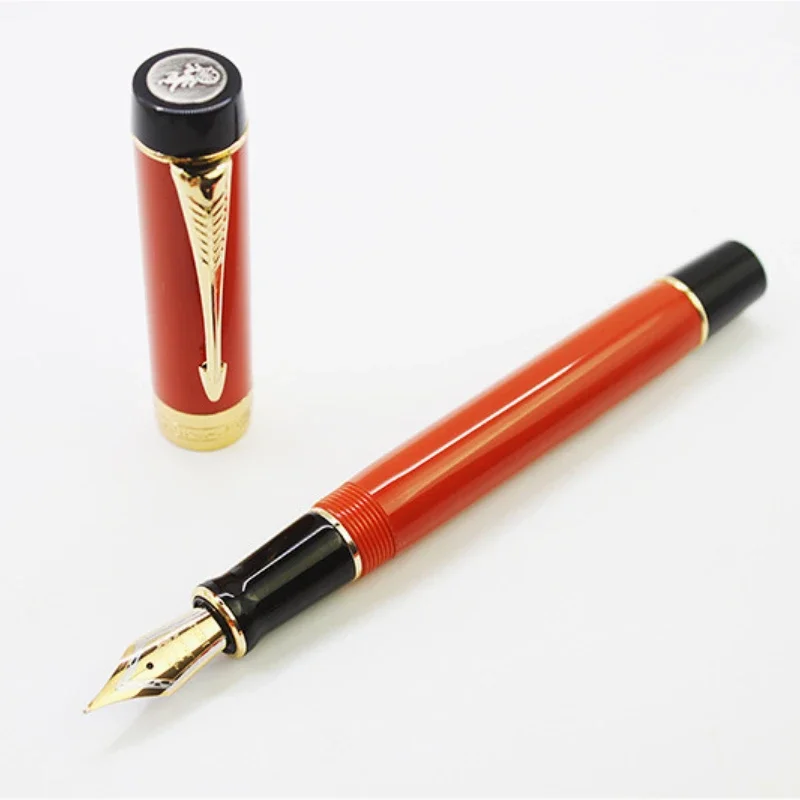 Jinhao 100 Resin Orange Fountain Pen Natural High-grade Stone Pattern F 0.5mm Writing Ink Pen Office School Supplies Stationery