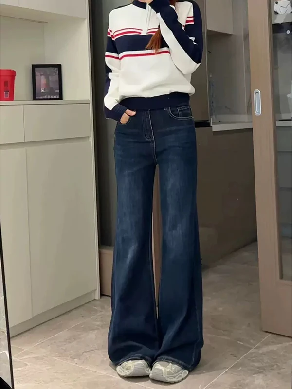 

Джинсы женские с высокой талией, свободные, широкие, в пол, расклешенные, в американском ретро-стиле, осенняя новинка, бренд PmORh