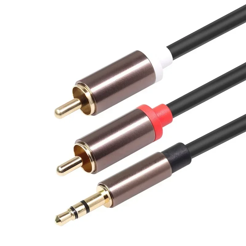 

Аудиокабель от 2RCA до 3,5 мм, разъем 3,5 мм, автомобильный дополнительный кабель, «папа-папа» для MP3, динамика, наушников, усилителя, DVD