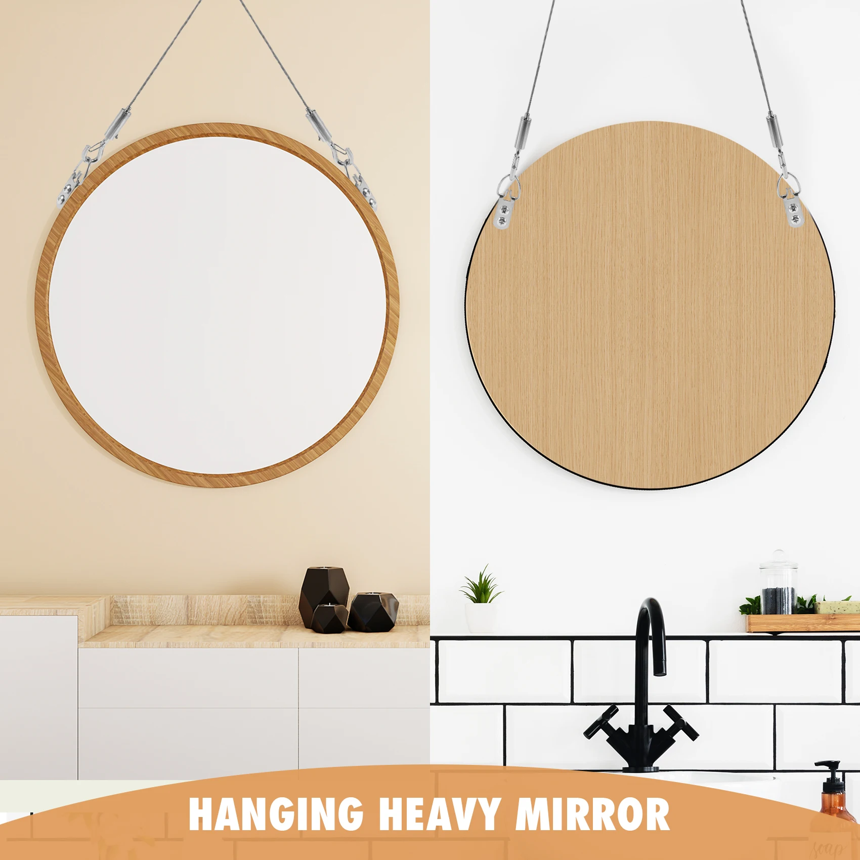 ABLU-6Piece Picture Hanging Wire Kit With D Rings Duty Mirror Hanging Wire Adjustable For Picture, Light Lamp