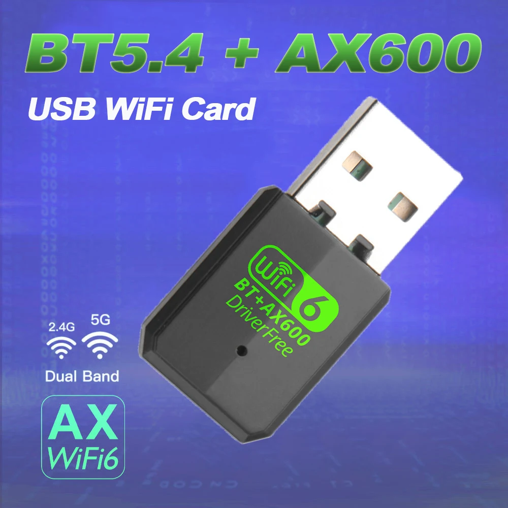 

Новый адаптер AX600 USB WiFi 6 Bluetooth 5.4, двухдиапазонный ключ 2 в 1, 2,4G и 5 ГГц, сетевой беспроводной Wlan-приемник USB для Win 10/11