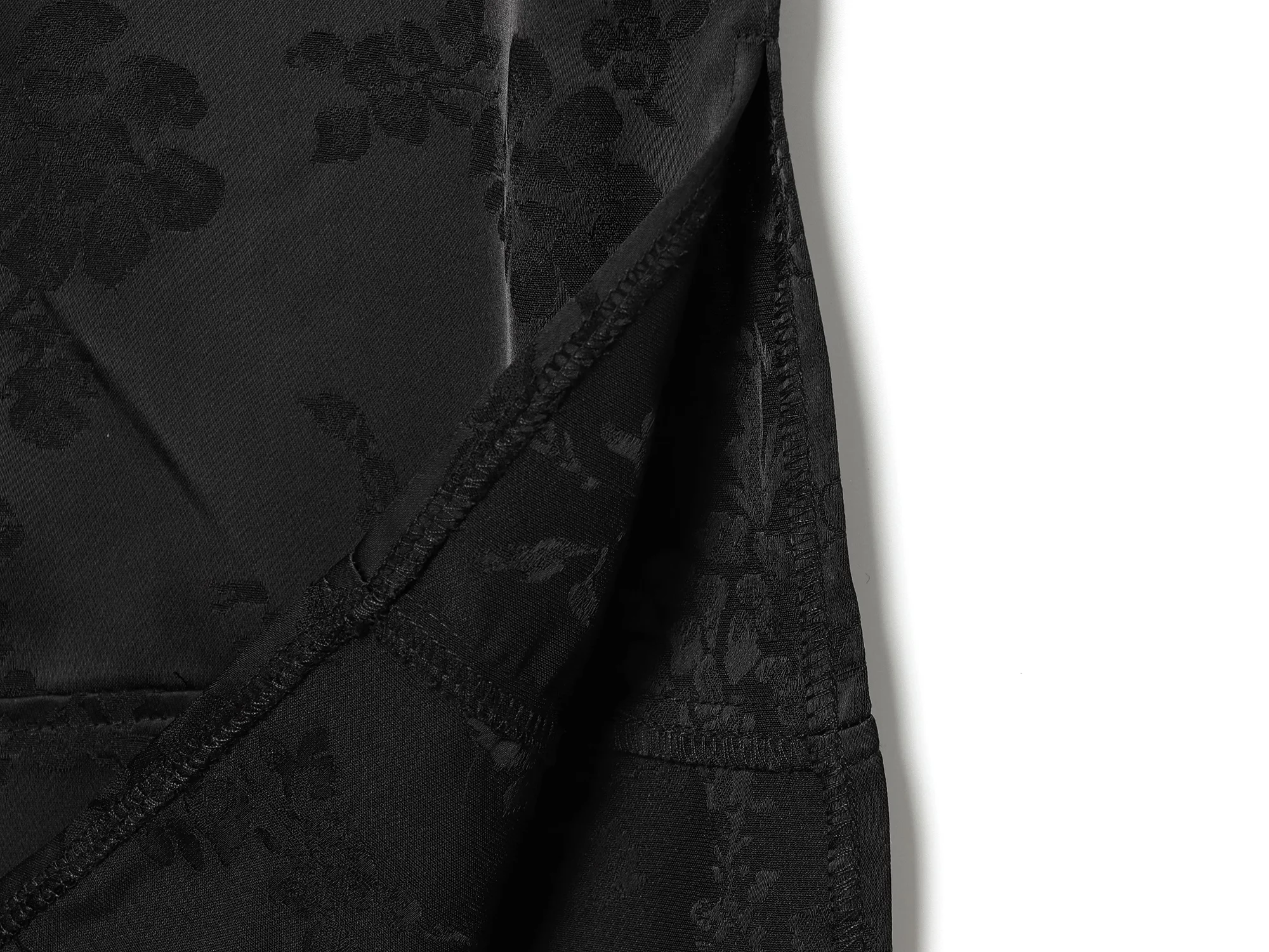 Women Jacquard Sleeveless V-neck Black Long Dress Side Split Maxi Dresses