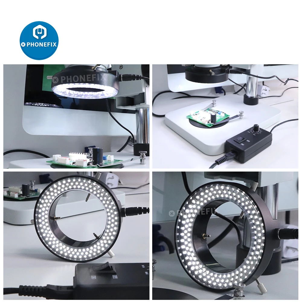 144, 60 Φ, регулируемое кольцо 0-100%, осветительная лампа для промышленной стереокамеры, микроскопа, лупа, кольцо, источник света