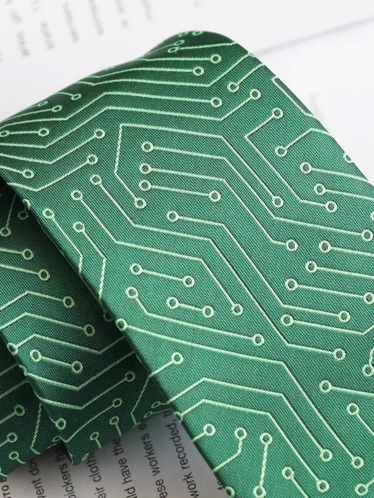 New Male men\'s fashion Original [Green Circuit Board] Science Student Tie Personalized Literary Fun College Adult Green Necktie