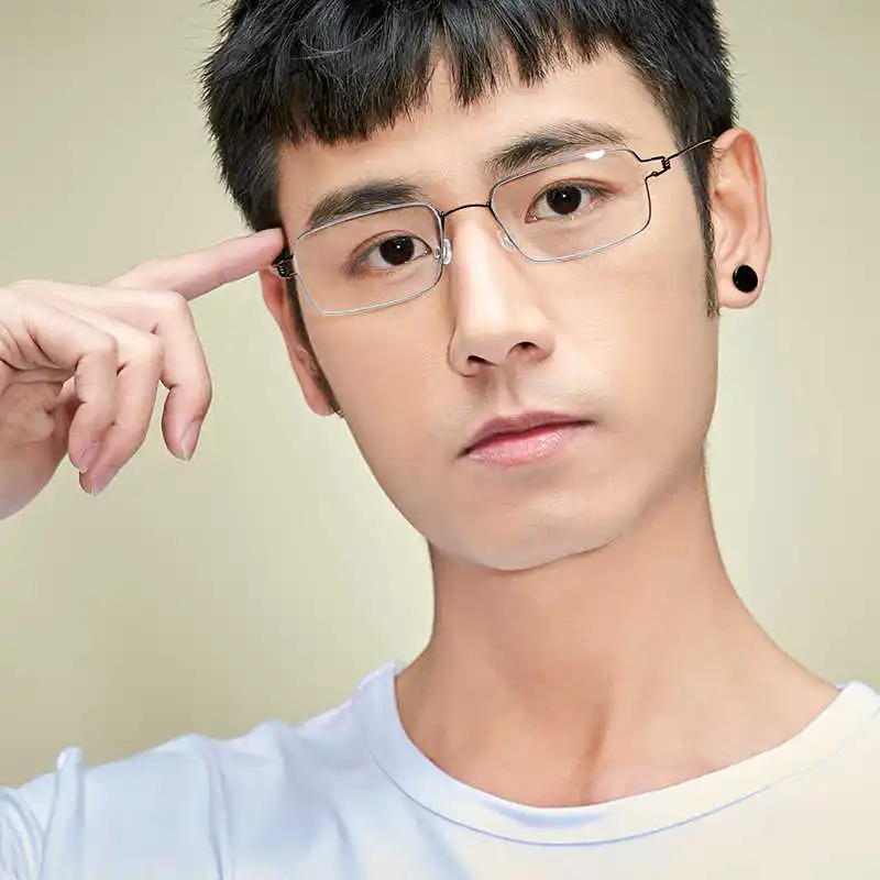 Denmark Screwless Glasses Frame Men Narrow Square Air Titanium Ultralight Business Thin Rim Eyeglasses Fashion Korea Eyewear