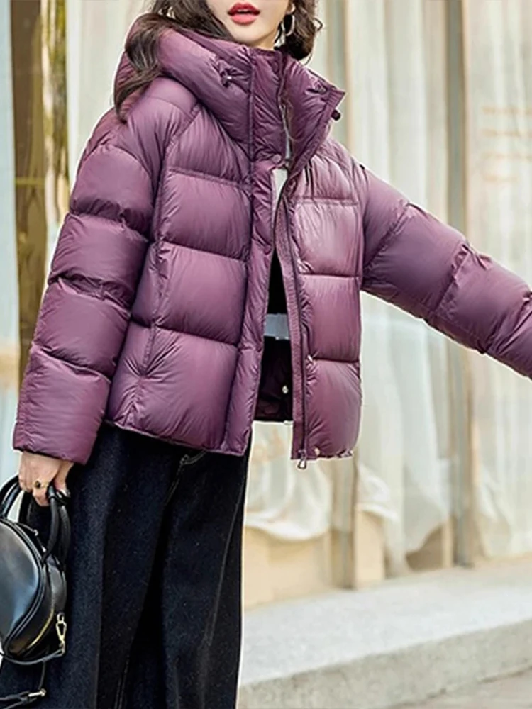 

Sli Thiened ort Cotton Jaet Women's Winter Warm Bread Sle Coat Korean Version Loose Fit Button Detail Hat