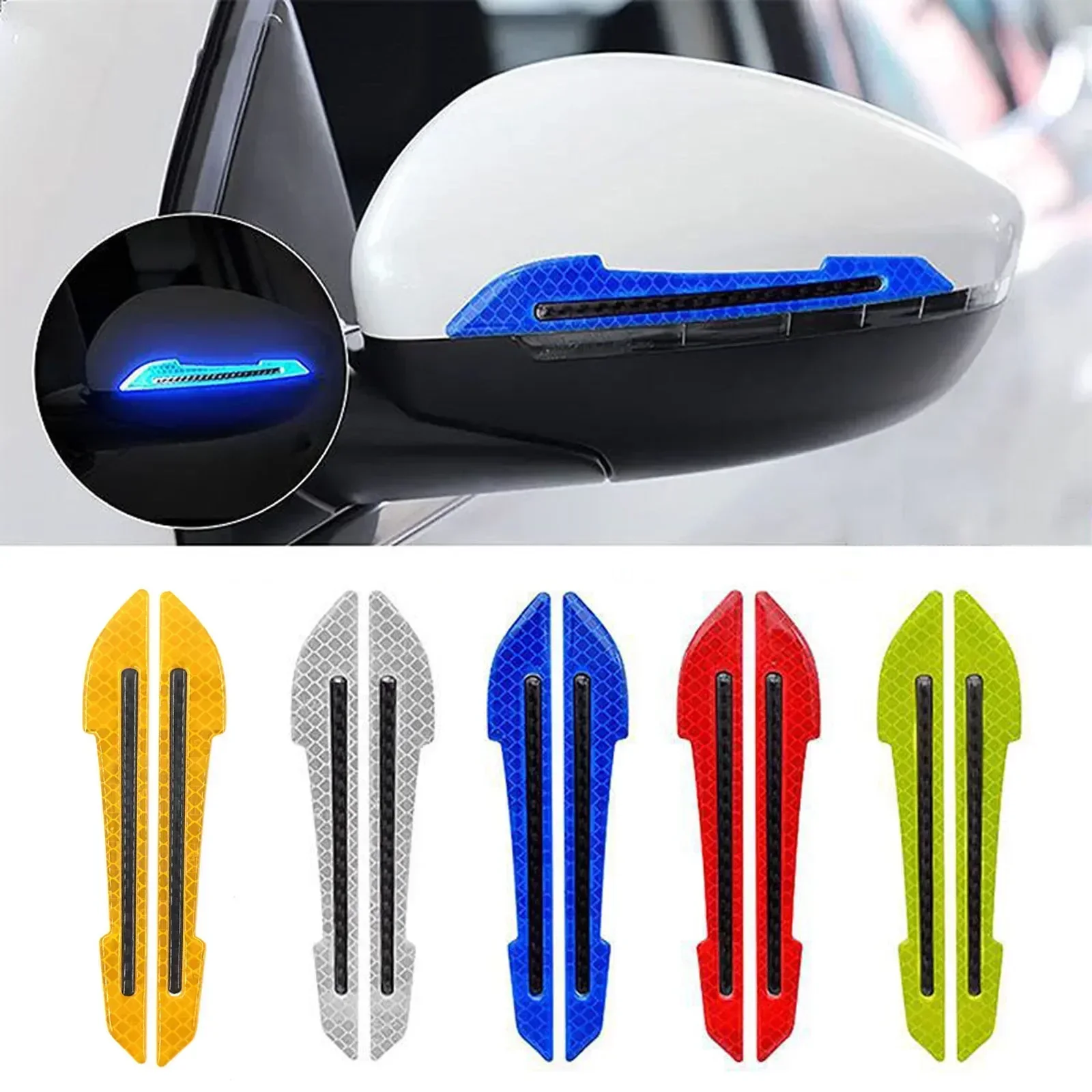Traceless Protective Sticker Warn on Car Rearview Mirror Car Reflective Stickers Collision Avoidance Warning Strip Tape