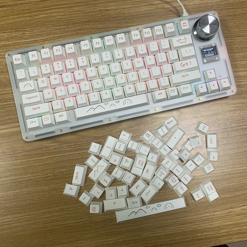 131 Keys Cherry Profile Graffiti Keycap For Mechanical Gaming Keyboard DYE Sublimation PBT Keycaps Minimalist white Key Caps DIY