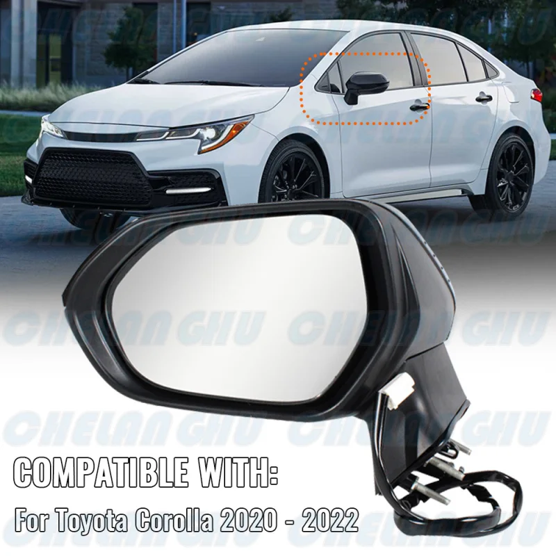 

For Toyota Corolla 2020 2021 2022 2023 2024 87945-02920 Left Side 3 Pins Black Painted Power Adjust Mirror Assembly