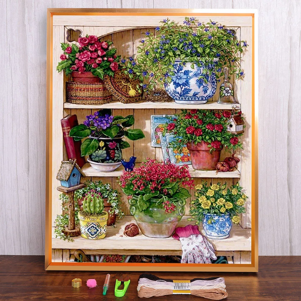 Landscape House Pre-Printed 11CT Cross Stitch DIY Embroidery Patterns DMC Threads Craft Sewing Handiwork Painting Sales