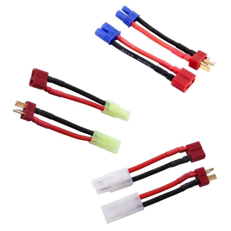 2Pcs 14awg/18awg 4cm Deans T Plug Male Female to Tamiya EC2 Mini Tamiya Male Female Connector Adaptor Plug for Rc Battery ESC