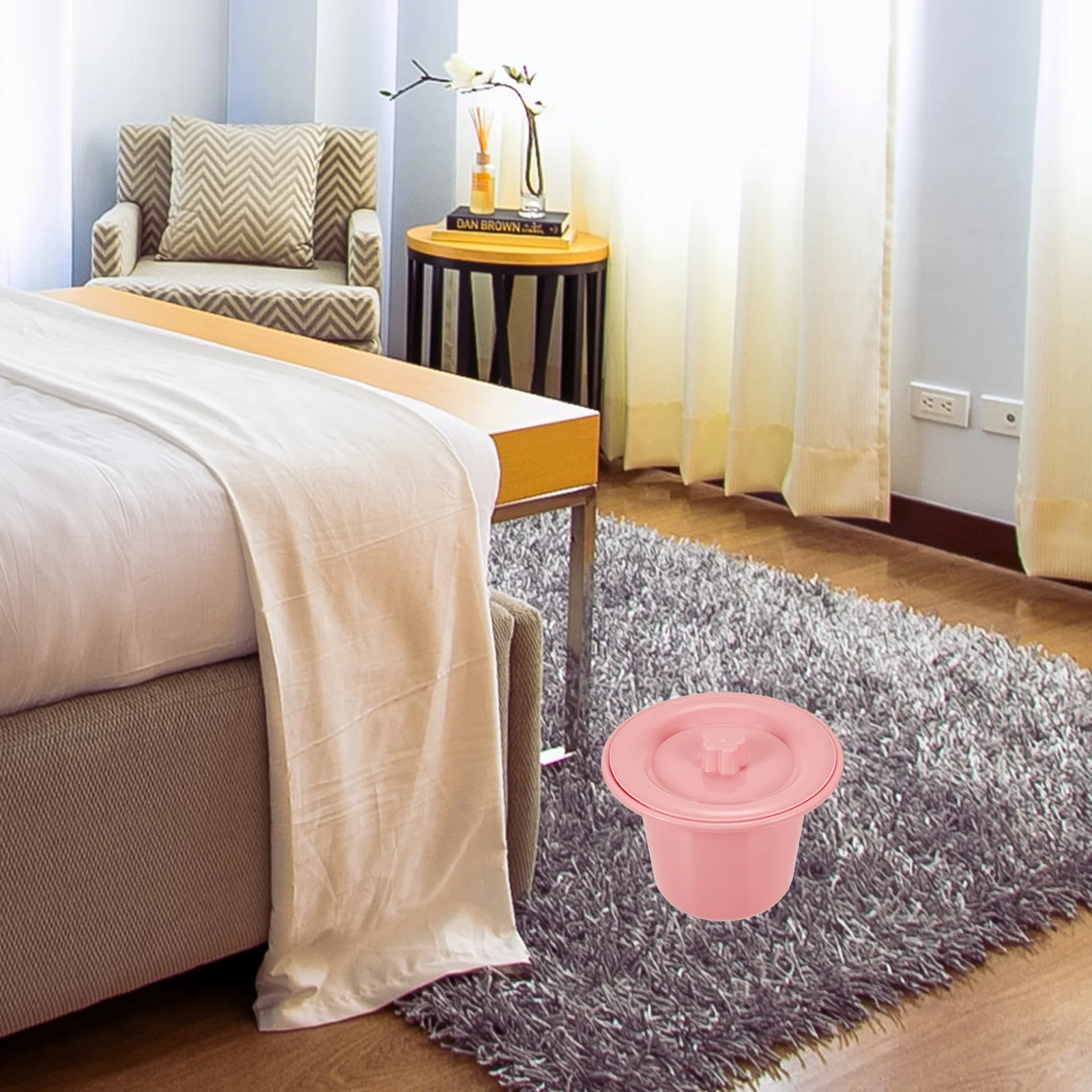 

Chamber Pot Thickened Plastic Urinal Portable Bedside Toilet For Elderly Disabled Women Kids Non-Slip Covered Spittoon Night