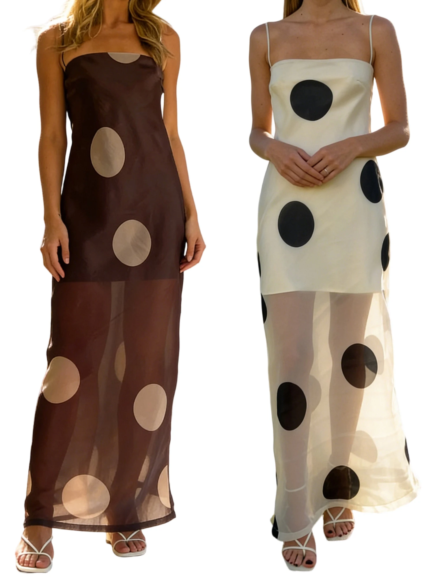 조절 가능한 스파게티 스트랩이 있는 우아한 꽃무늬 맥시 드레스 패셔니스타를 위한 여성 여름 민소매 메쉬 캐미 드레스