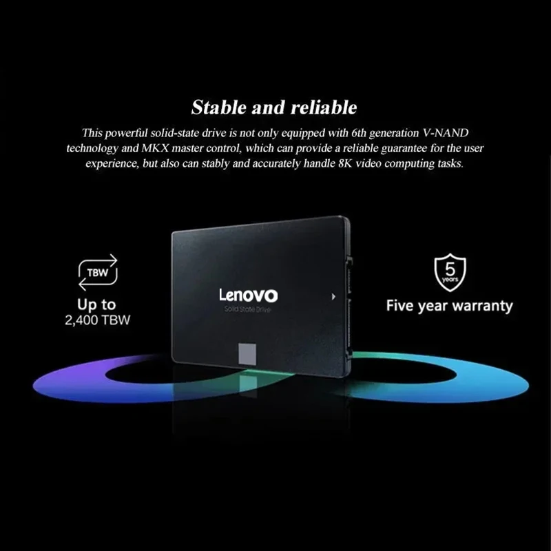 Lenovo-Disco Rígido Externo, Solid State Drive para Laptop, Disco Rígido Portátil, Alta Velocidade, Interface Sata3, 4TB SSD, 870 EVO