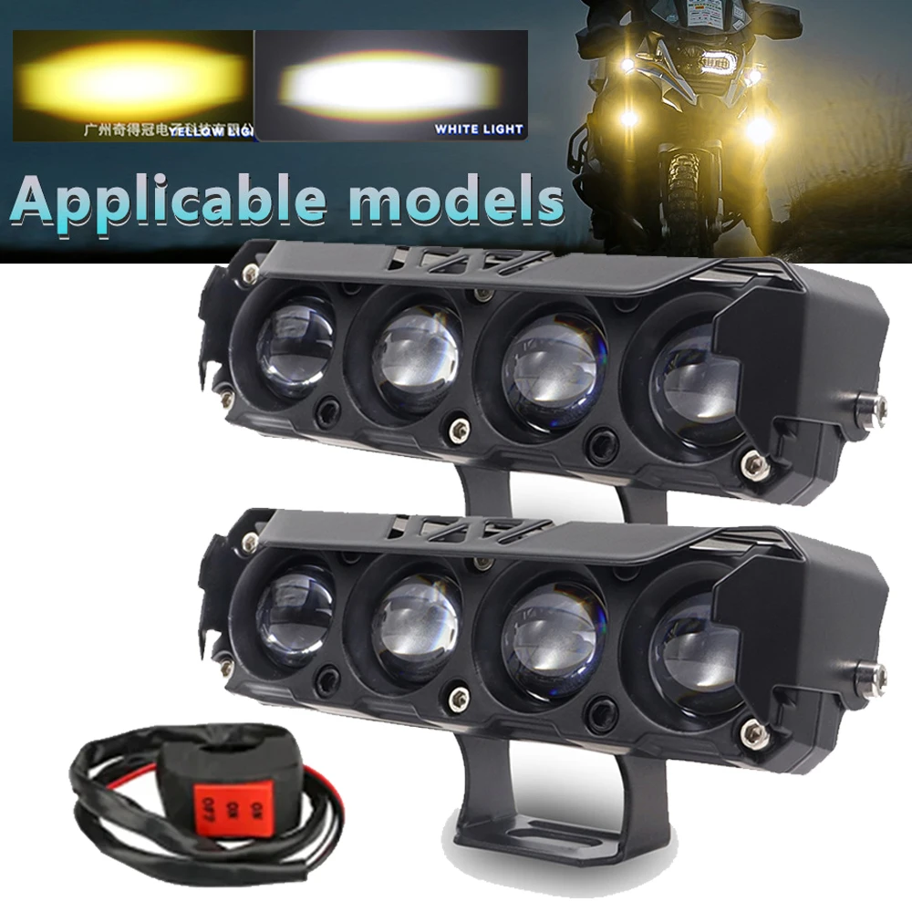 12V Led Light Motorbike Projector LED Work Lamp For Harley ATV Truck SUV 4 LED Lens Spotlight Motorcycle Fog Light Headlight