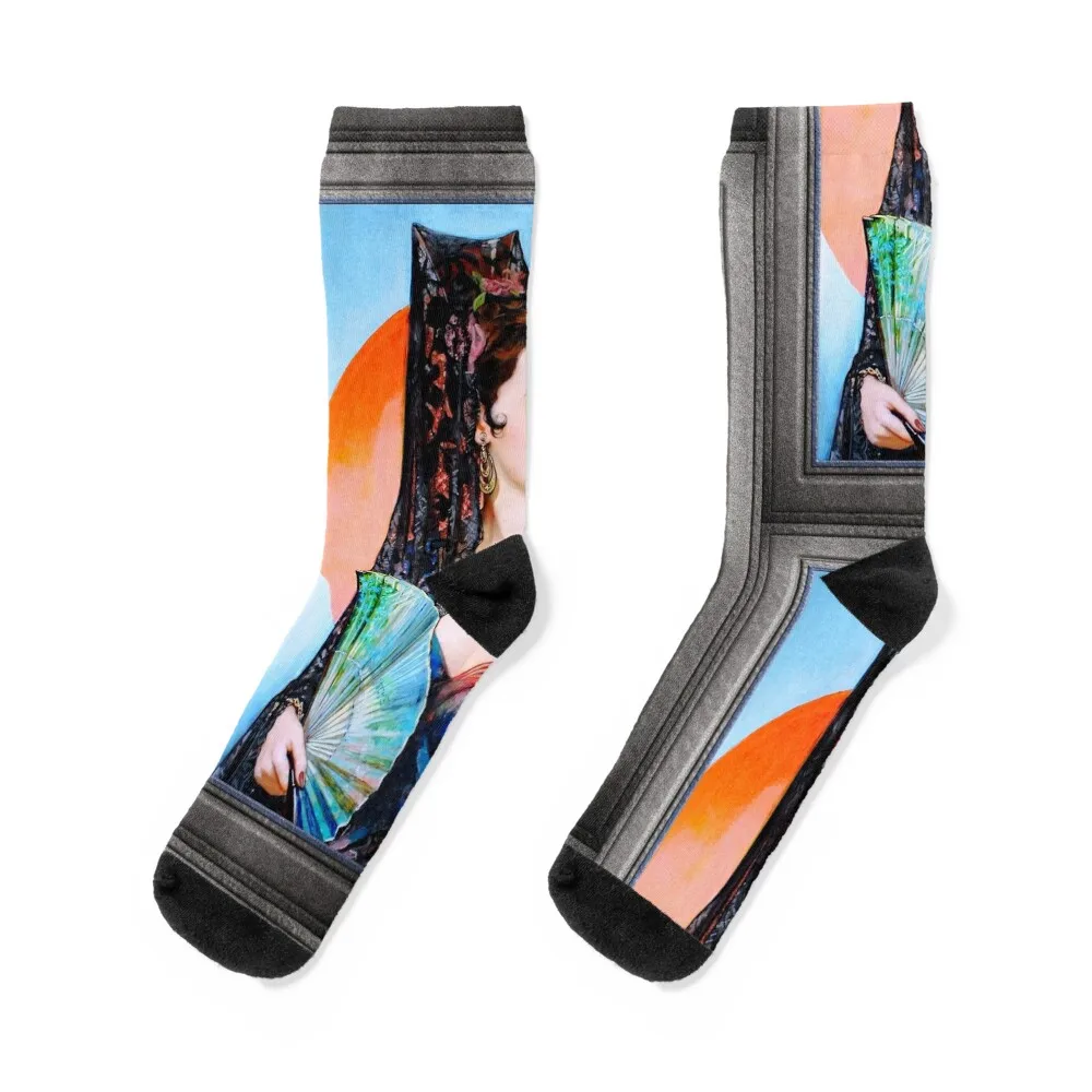 Gene Tierney as Lola Montez by Henry Clive Art Deco Xzendor7 Old Masters Art Reproductions Socks sheer kids Socks Male Women's