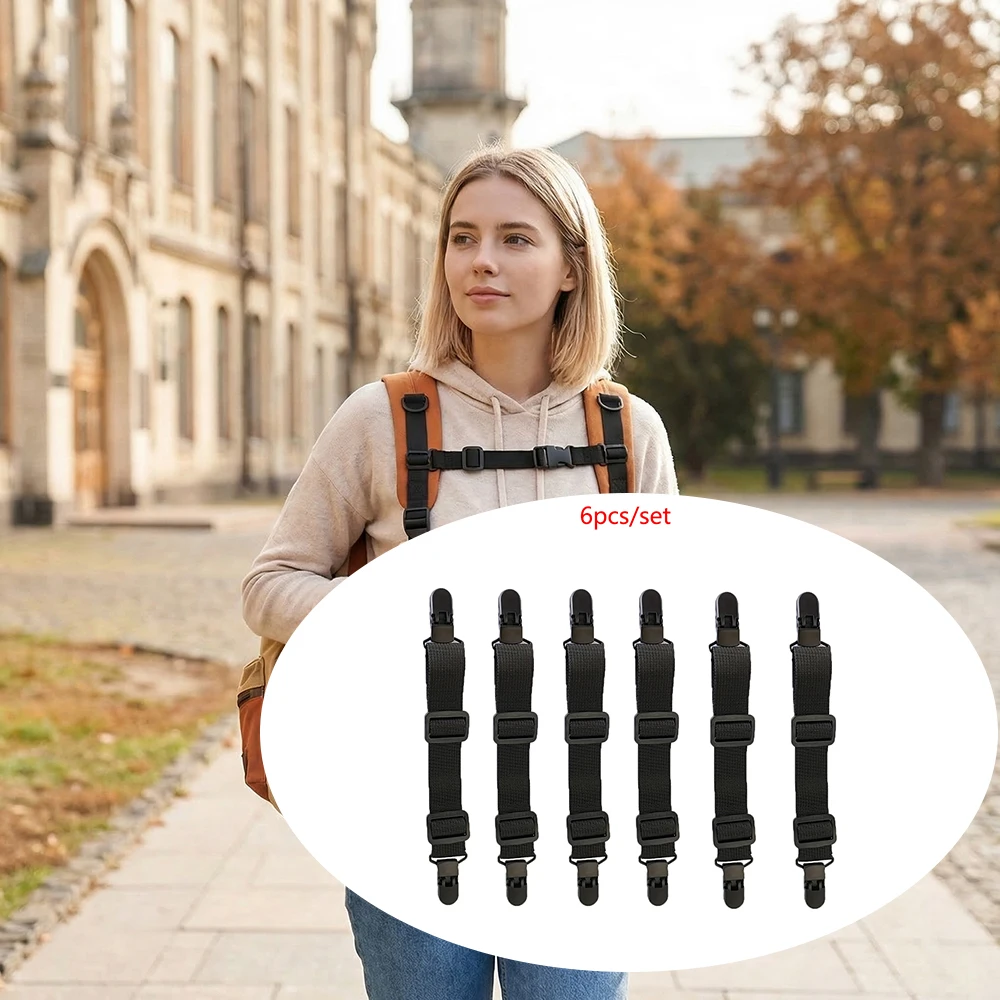 Multiple Packs of Outdoor Backpack Anti-Slip Fixing Straps, Double-Ended Clip Style Mountaineering Backpack Anti-Theft Adjustable Chest Buckle Safety Fixing Straps