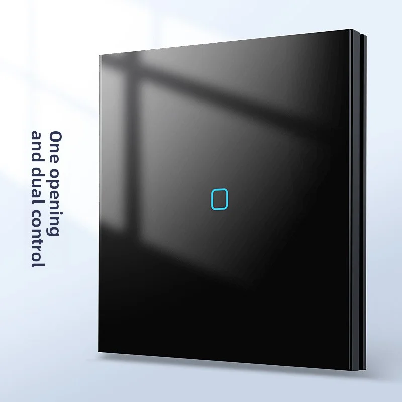 86 Type Black Concealed Tempered Glass Switch Panel For Household Use Single Open Dual Control Wall Switch Led Night Light