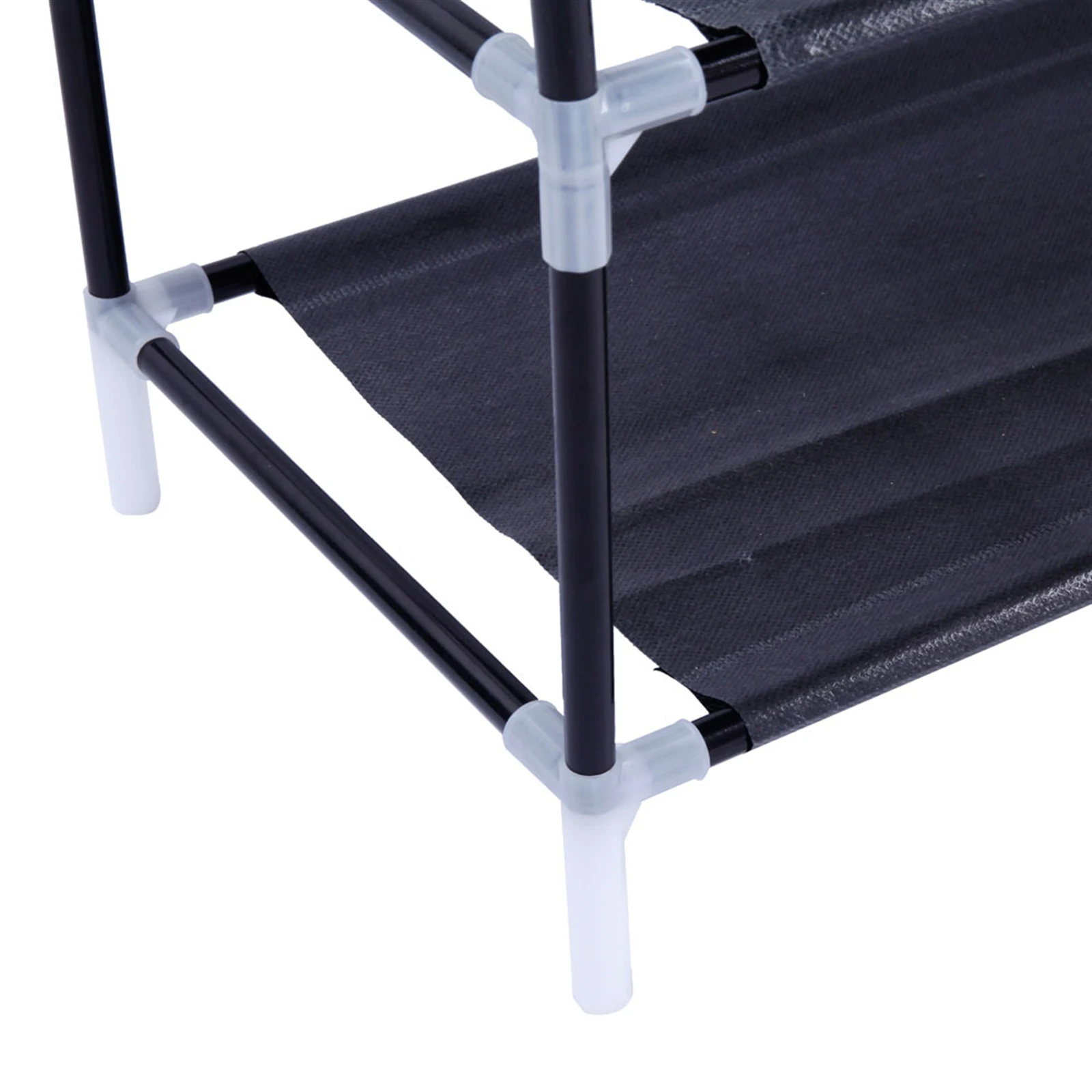 Simple Assembly 5 Tiers Non-woven Fabric Shoe Rack with Handle Black