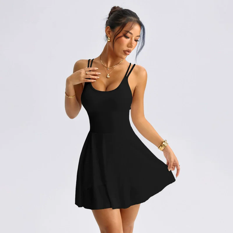 Fashionable Yoga Dress As The Base Casual Cross Jumpsuit Sporty Halter Dress Women's Tennis Dress Elegant And Trendy Clothing