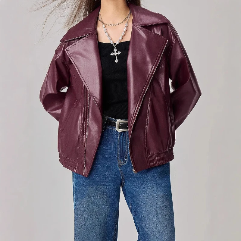 

Women Coats Faux Leather Jackets Turn Down Collar Pu Coat Work Y2k Streetwear Jacket Zipper Casual Loose Outerwear Autumn Winter