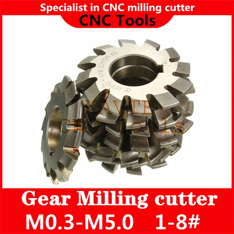 

Spur gear milling cutter M0.3 M0.5 M1 M1.5 M2 M2.5 M3 M3.5 M4 M5 Modulus PA20 degrees NO.1-NO.8 8pcs/set HSS Disc milling cutter