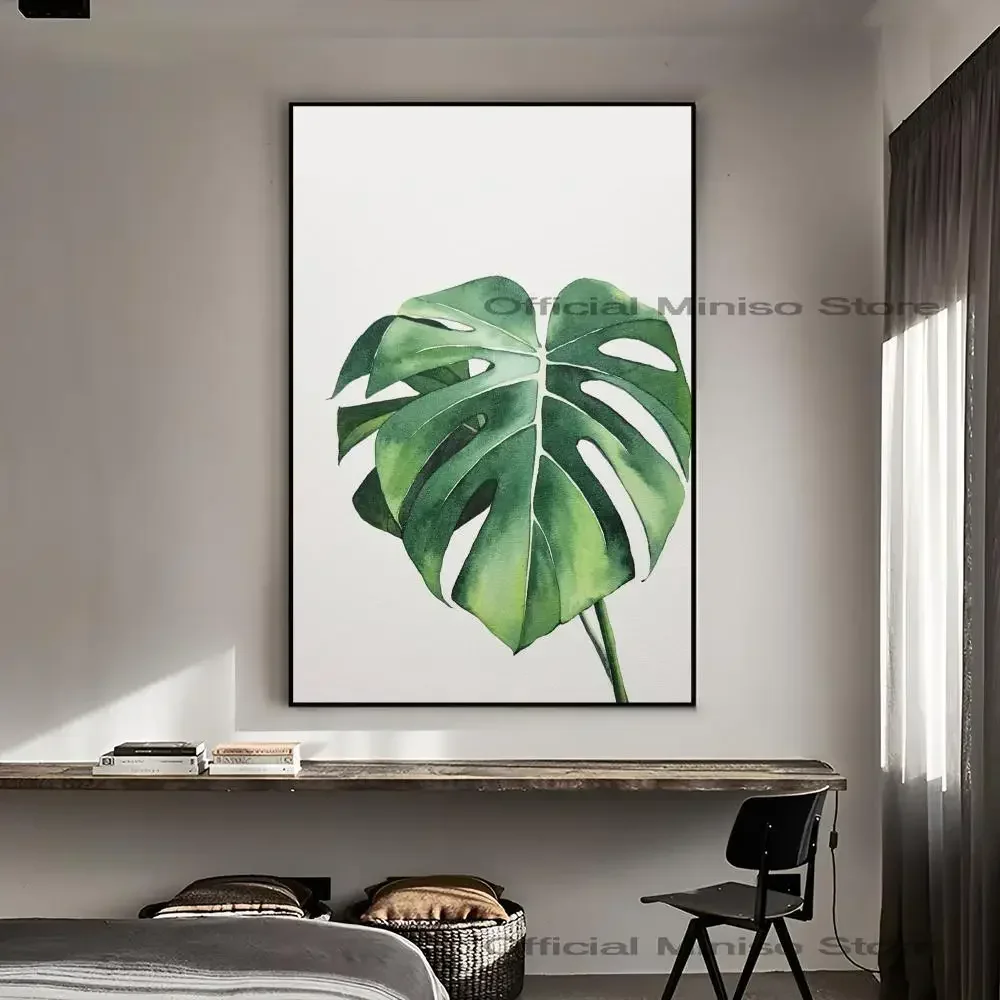 1 pz pianta verde Monstera Aloe foglia di palma Poster autoadesivo arte impermeabile carta adesiva Coffee House Bar Room Wall Decor