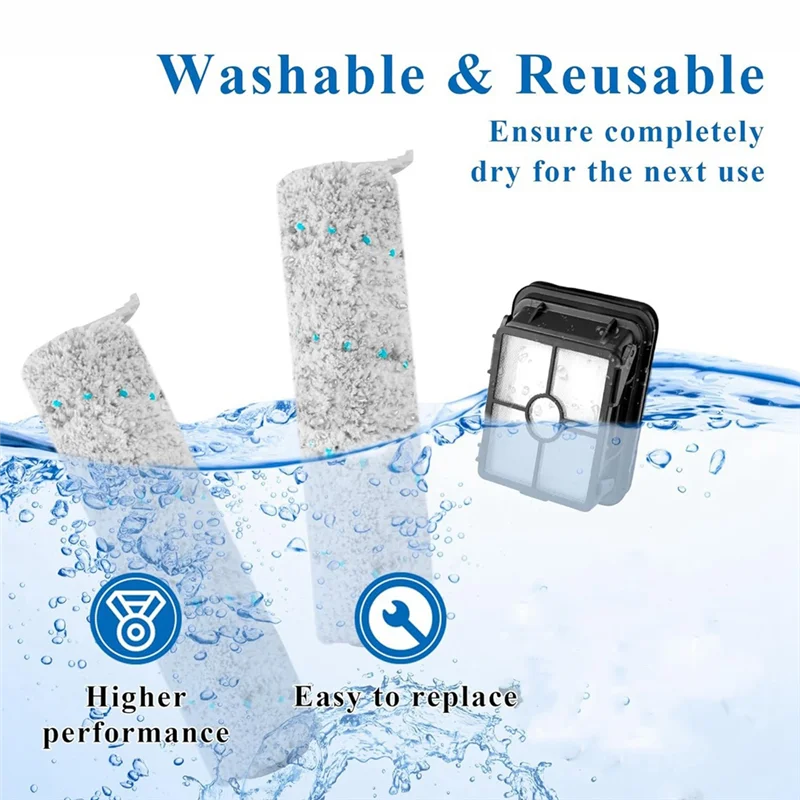 Cepillo y filtros de repuesto estable para piezas de aspiradora Bissell Crosswave Max y Crosswave 2554 2590, reemplaza 1618641 y 1608684