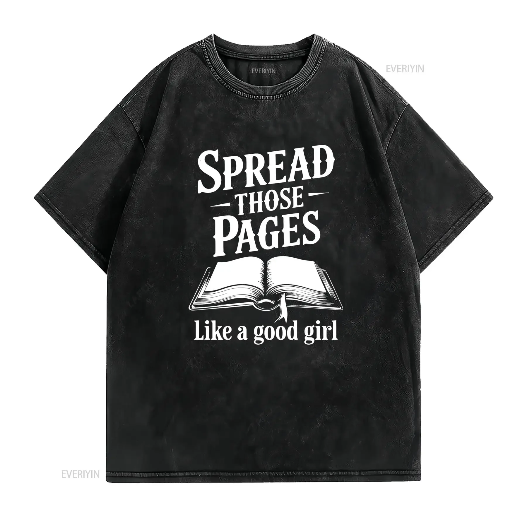 Funny Book Lover Spread Those Pages Slogan Open Print Casual T Shirt vintage Washed Unisex Versatile Top For Everyday Wear
