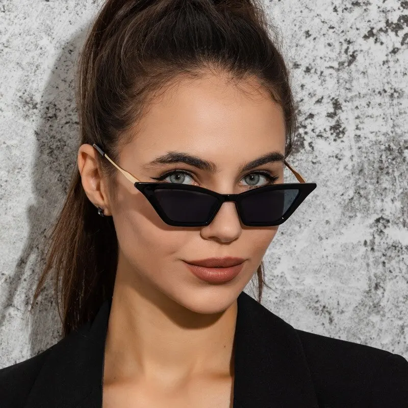 Small Frame Cat Eye Sunglasses Super Cool Tide Concave Shape Street Shooting Personality Sunglasses Female All-match Fashion