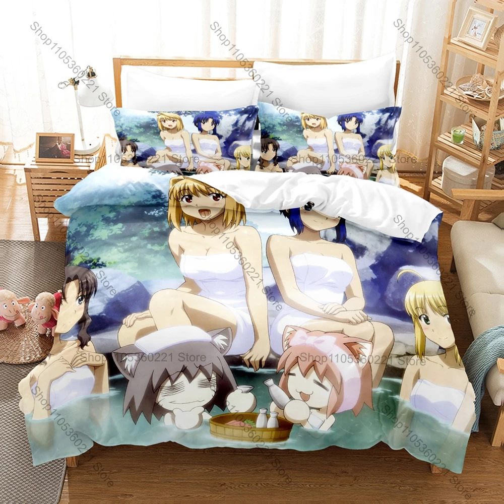 Carnival Phantasm Fate Tsukihime Comedy Character Graphic 3PCS Bedding Set Duvet Cover 2 Pillowcases Anime Bed Linens Home Decor