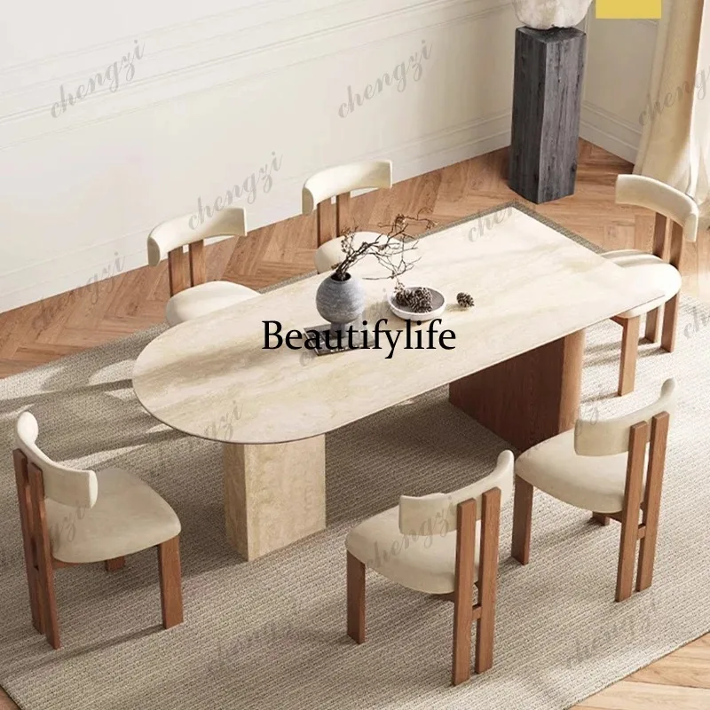 L181 140cm 160cm 180cm Travertine rock slab living room dining tables and sets 4 chairs dining rooms pliante kitchen table furni