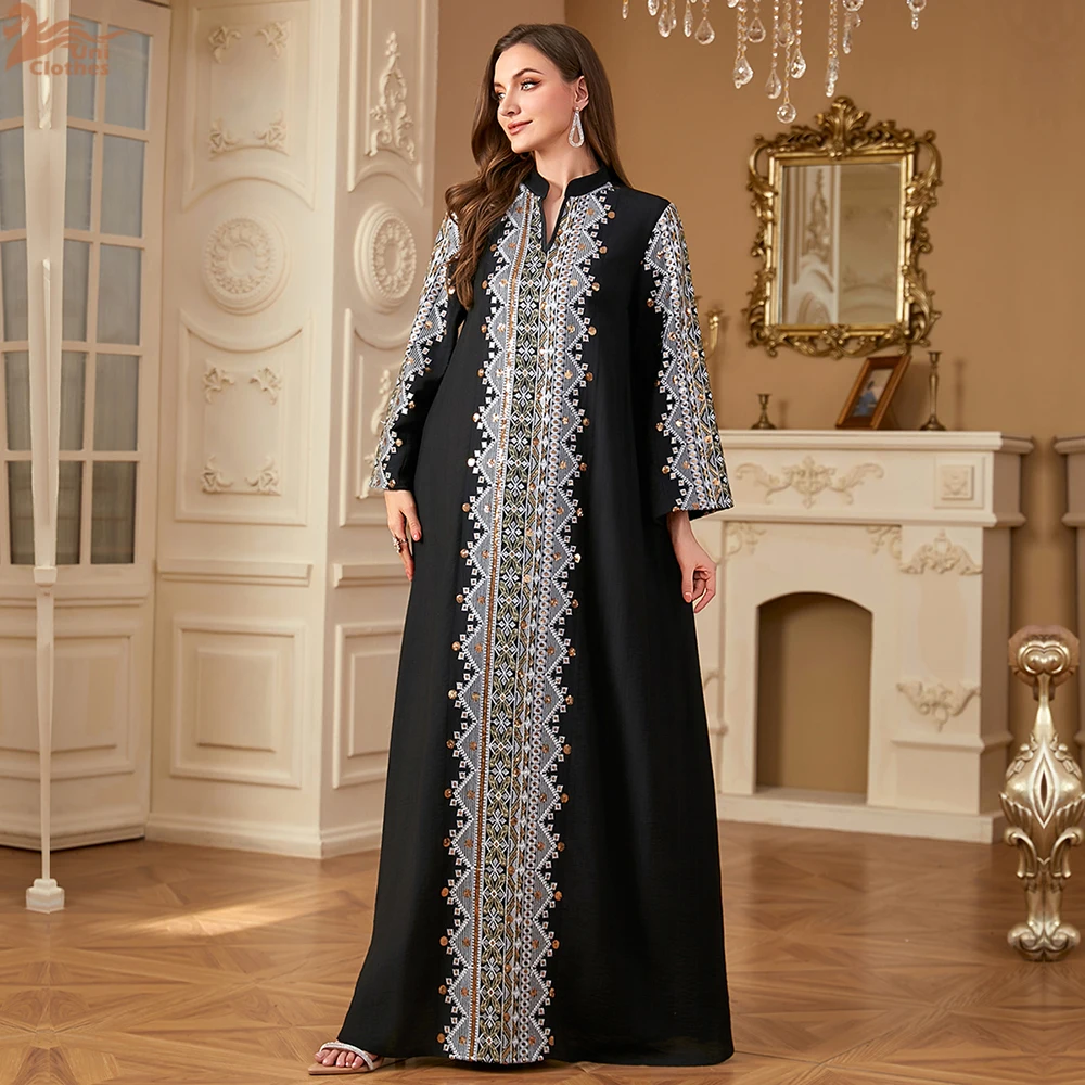 Uni Dubai Abaya lusso per donne musulmane ricamo maxi abito caftano elegante patchwork abbigliamento donna 2025