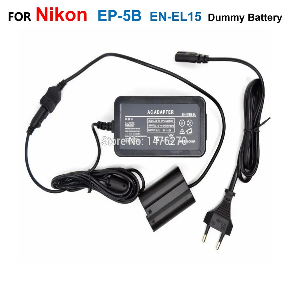 EP-5B EN-EL15 Fake Battery+EH-5 Camera Power Adapter For Nikon Z7 Z6 D7500 D7200 D7100 D850 D810 D810A D800E D750 D610 D600 D500