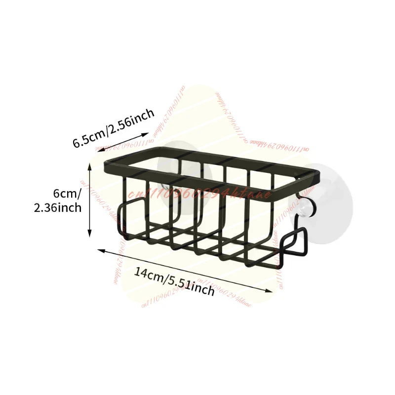 Home with Hook Draining Durable Soap Black Kitchen Sink Scrubber Countertop Sponge Holder Hollowed Suction Cup Caddy Organizer
