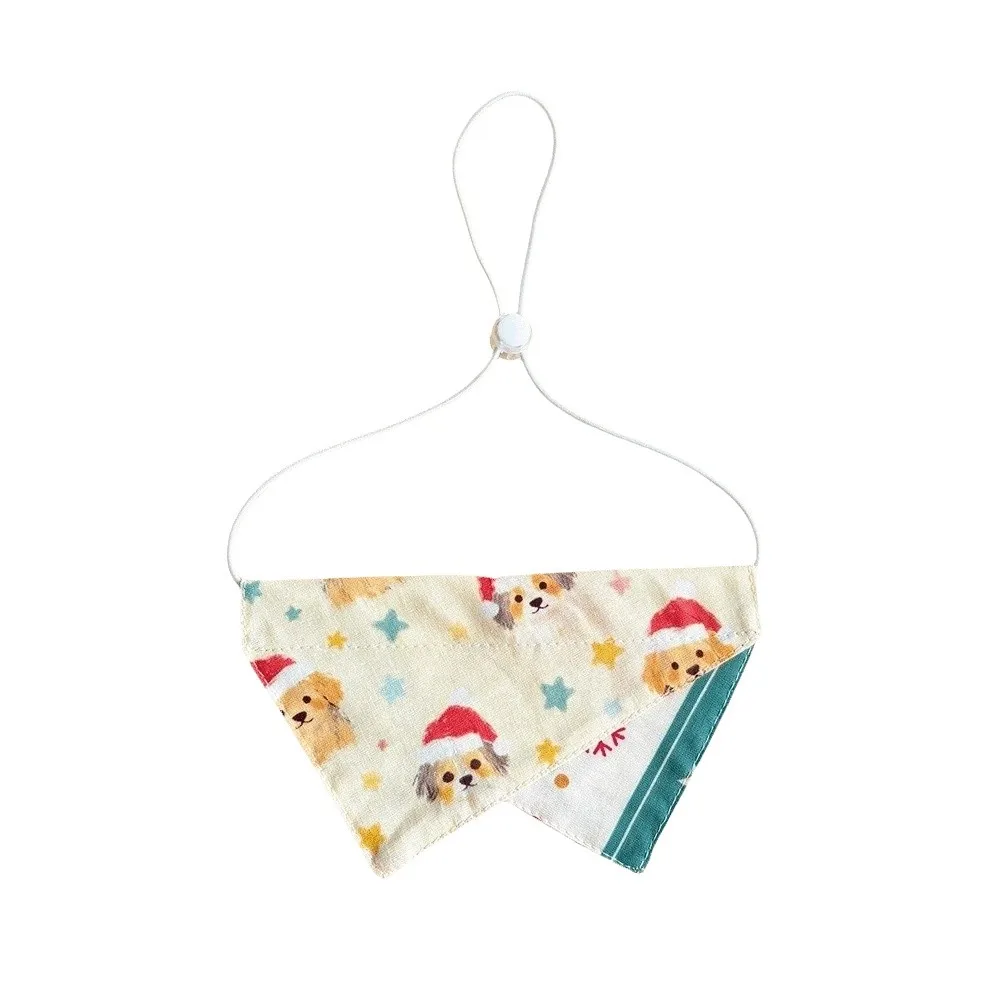 Red Green Christmas Pet Bandana Cartoon Pattern Adjustable Strap Dog Triangle Scarf Washable Comfortable Wear Xmas Puppy Bib