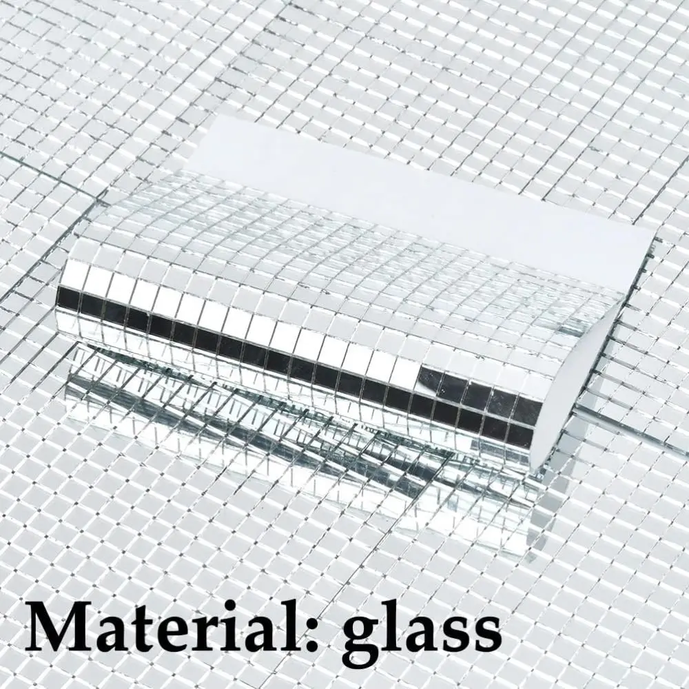Flexible Sheet Mosaic Mirror Tiles Reflective Surface Square Shape Glass Mosaic Patches Silver Color Grid Pattern