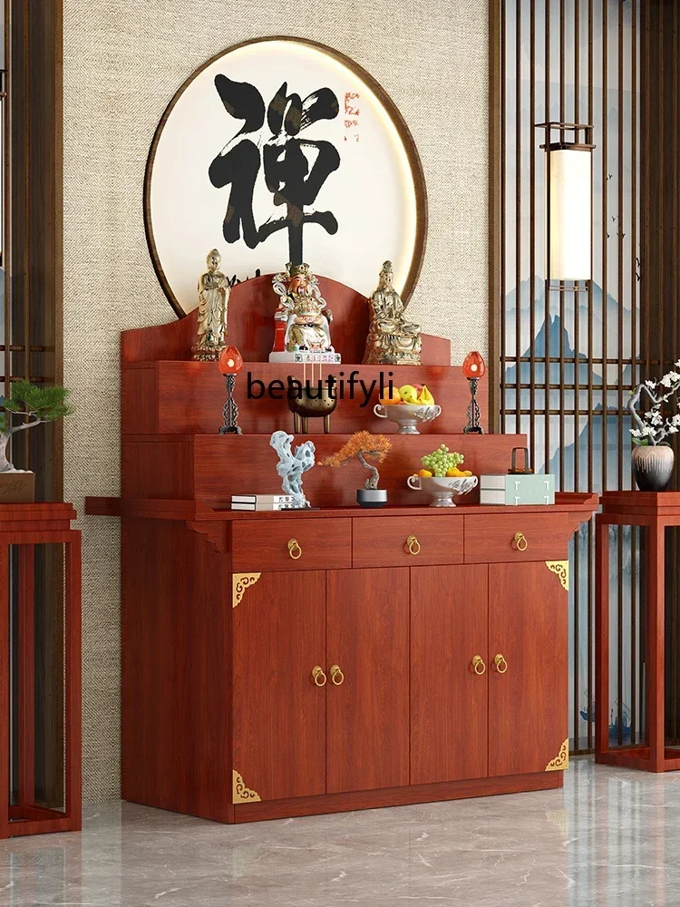

CC New Chinese Style Altar Incense Burner Table Buddha Shrine Household Middle Hall Prayer Altar Table Three-Layer Incense Fire