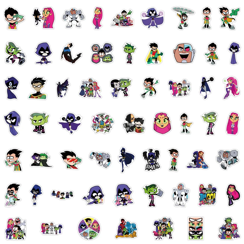 10/30/60PCS Cartoon Teen Titan Sticker Superhero Decal Kids DIY Skateboard Guitar Laptop Phone Funny PVC Waterproof Graffiti Toy
