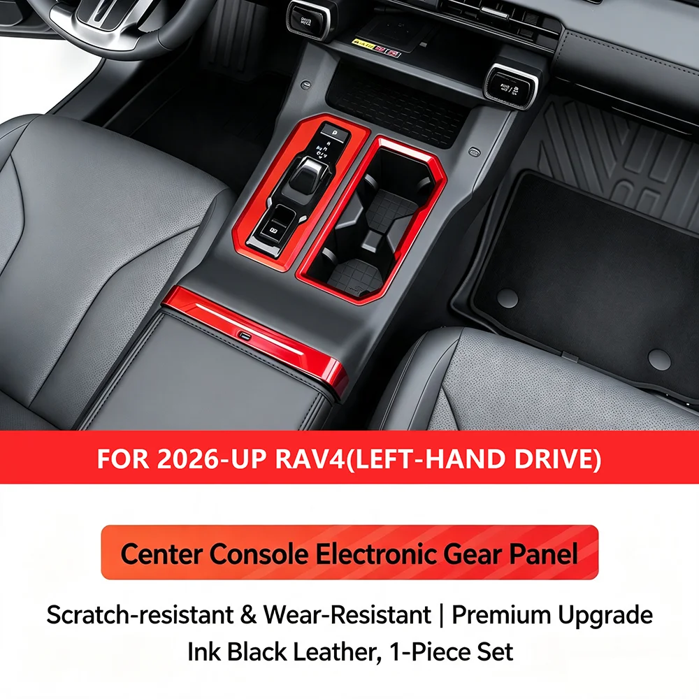 Leather Center Console Shift Panel Cover For Toyota RAV4 2026 2027 2028 LHD Electronic Gear Anti-Scratch Auto Interior Parts