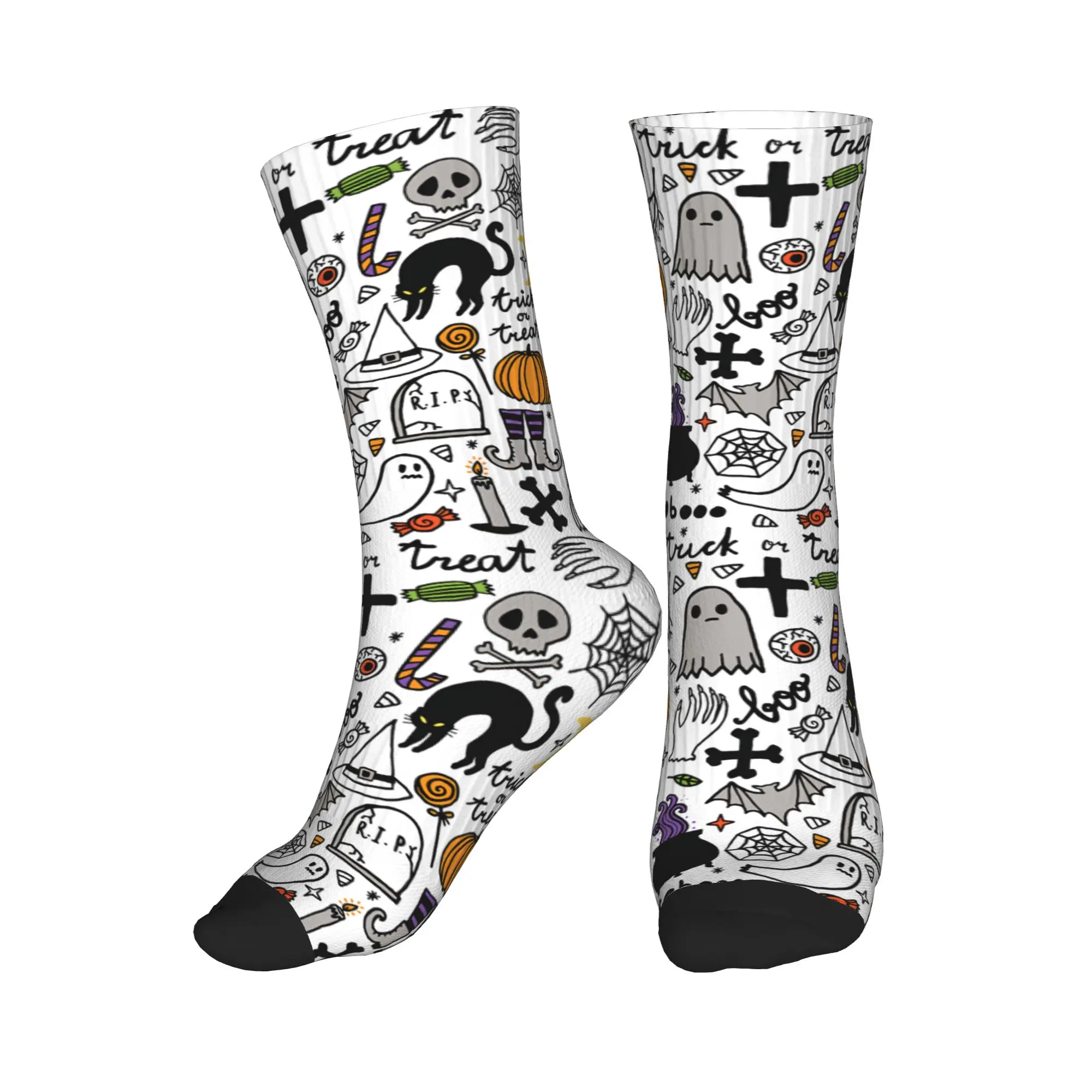 Calcetines unisex con estampado 3D de brujas mágicas para hombre y mujer, calcetines negros de alquimia y brujería para Halloween