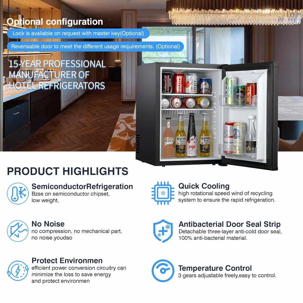 Beverage Mini Refrigerator Black Refrigerator Hotel Bedroom 40L Ccc Mini Home Refrigerator Factory Direct Sales