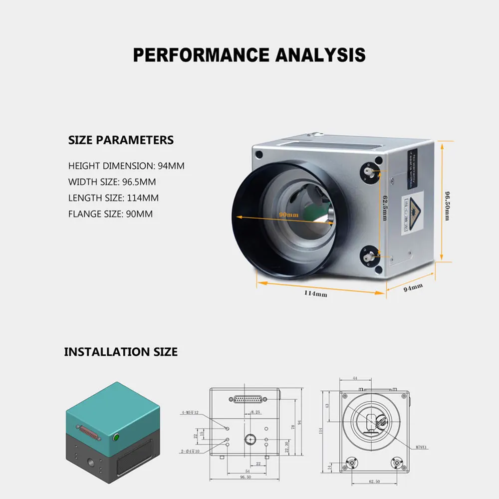 Galvo Head Set SCAN-10 Scanning Galvanometer With Double Red Indicator Light Fiber CO2 Laser Marking Machine Galvo Scanner