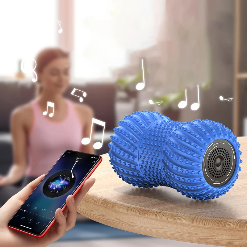 Electric Fascia Fitness Roller Peanut Ball Vibration Massage Shoulder Neck Waist Leg Muscles Relaxation Connect Bluetooth Music view 3